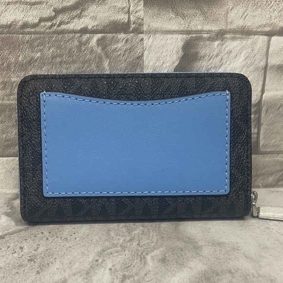 Michael Kors Scarlett Med Satchel & Matching Wallet Set Black/Sth Pacific Blue - Picture 12 of 14